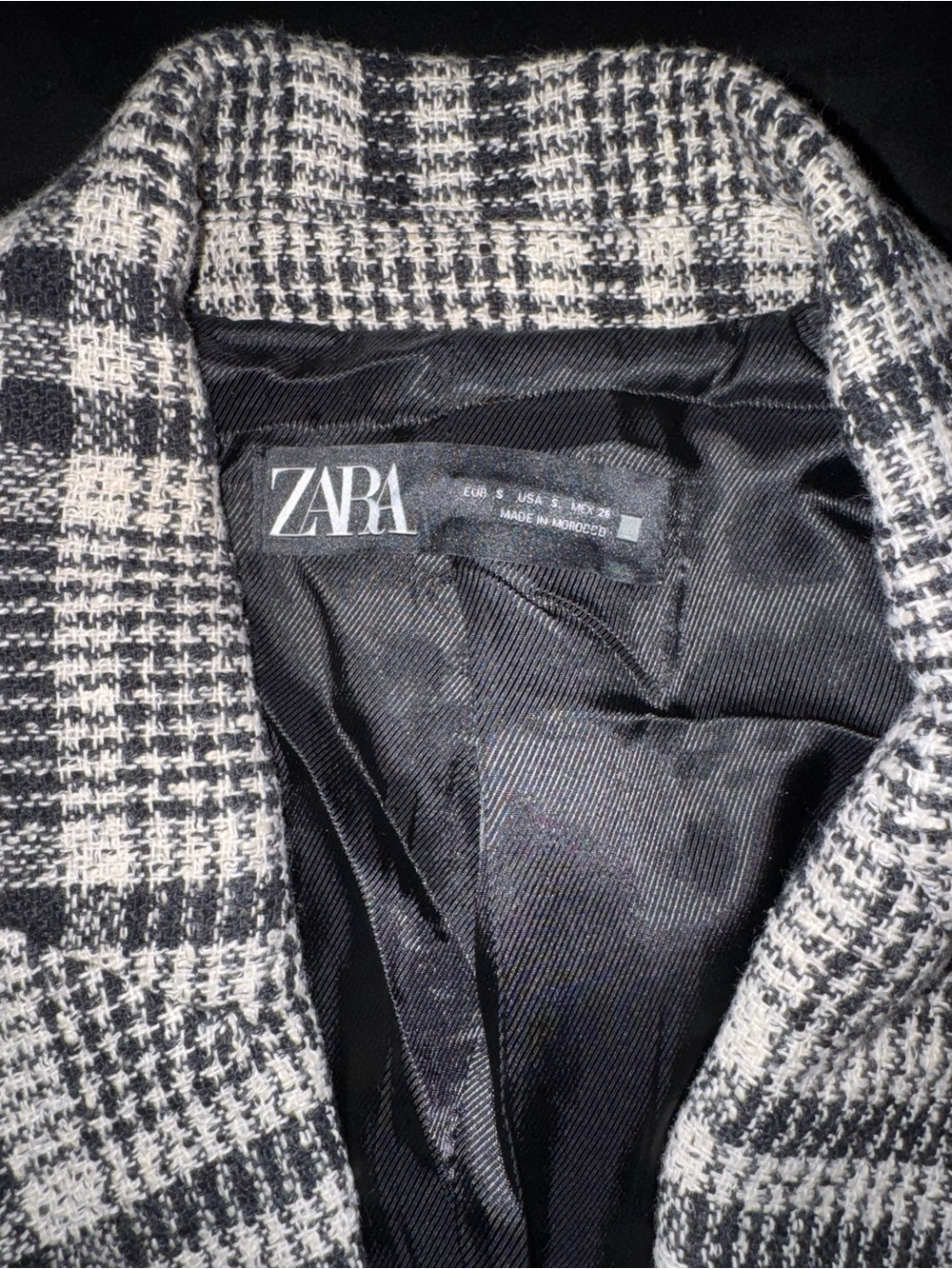 ZARA Black & White Checked Blazer Jacket